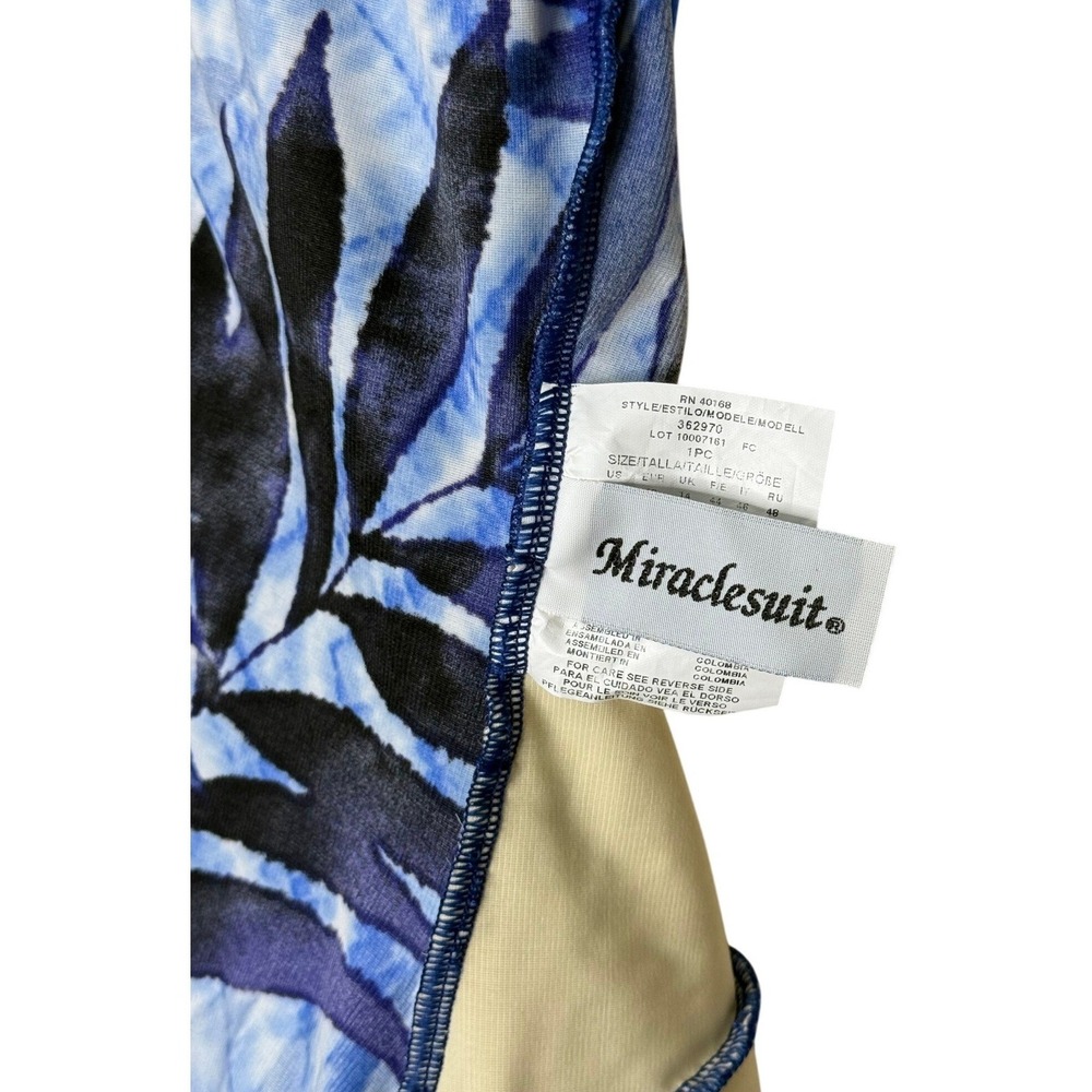Miraclesuit One Piece Swimsuit Size 12 Blue Tropical Tummy Control - Picture 5 of 6